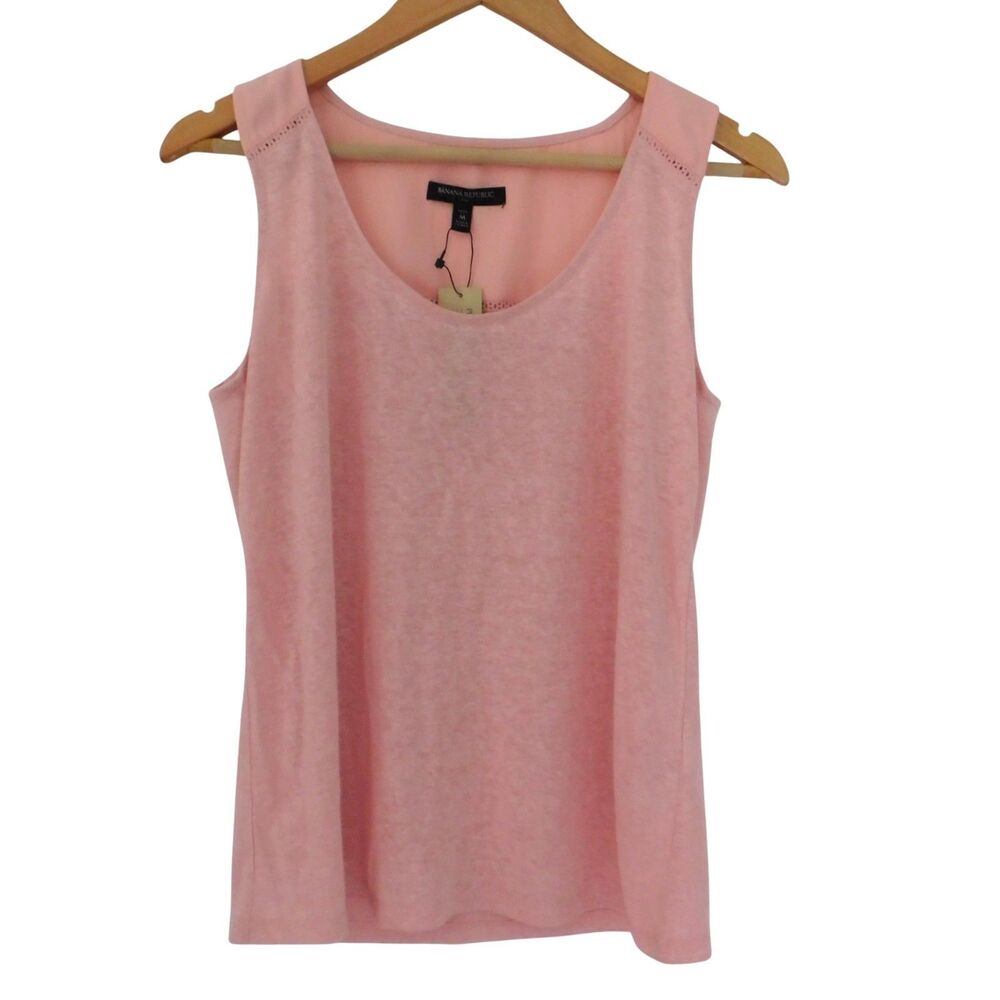 NEW Banana Republic Womens Top‎ Sleeveless Pink Linen Blend Petite Medium PM